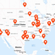 A map of the U.S. shows the locations of PokéTmon GO live events.